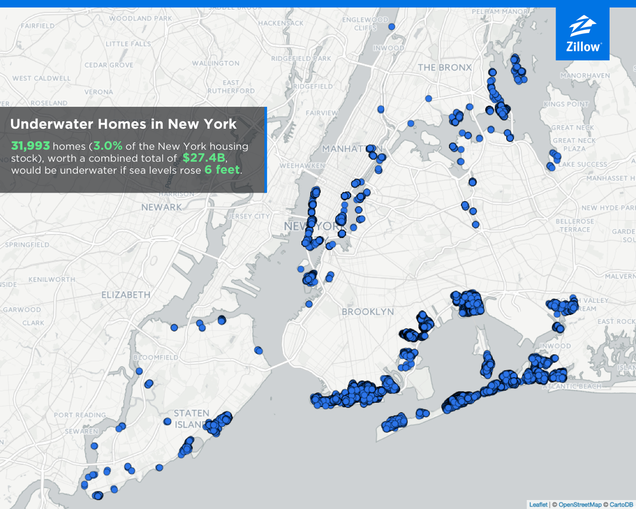 Illustration for article titled Rising Sea Levels Threaten Nearly a Trillion Dollars Worth of US Homes